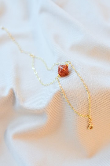 【環保手鍊】秘影 棕紅寶石可調節鍍金雙鏈手鏈/手工/禮物/推薦