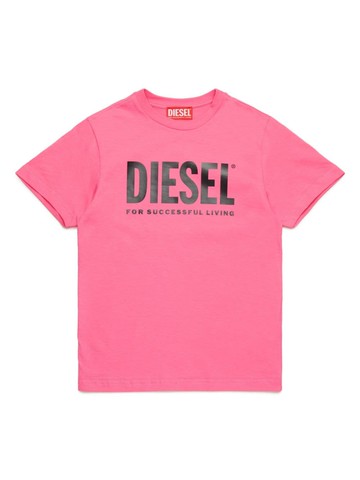 Diesel Kids - logo-print cotton T-shirt - kids - Cotton - 12 yrs - Pink