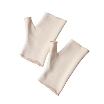 桑蠶絲拉絨保暖手套 秋冬短款漏指護腕防寒女款加絨半指手套