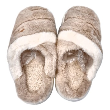 Lego life 雙色毛絨EVA厚底防滑保暖男女室內拖鞋  36~37  卡其色