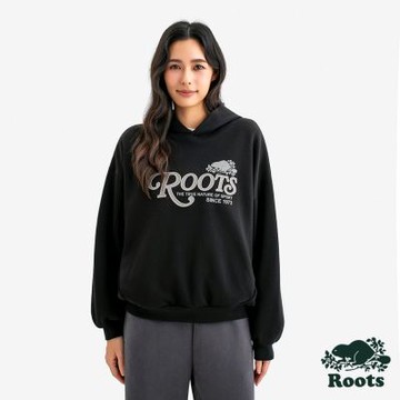 Roots女裝- FUTURE SCRIPT 連帽上衣-黑色