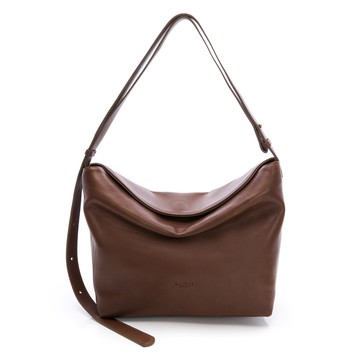 羊皮翻蓋軟方包 中 | 咖