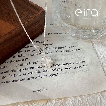 Eira Accessory 母貝鑲鑽四葉草項鍊‧925純銀項鍊‧韓系 高級 氣質 質感 項鍊 輕奢 CXL0043A