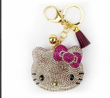 【震撼精品百貨】Hello Kitty 凱蒂貓~日本三麗鷗sanrio KITTY造型麂皮水鑽吊飾-紫大臉*26209