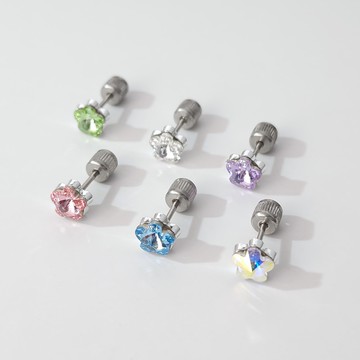 鎖扣耳環．小花．施華洛世奇元素．無禮盒．單支