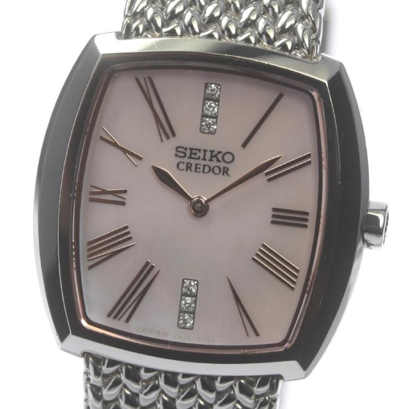 ☆良品☆【SEIKO】セイコー クレドール 5A70-0BC0 ピンクシェル 6Pダイヤ クォーツ レディース【ev05a】 |  LINEブランドカタログ