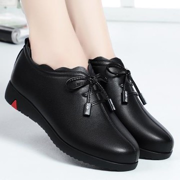 秋冬軟底舒適深口平底防滑中老年媽媽鞋單鞋中年老人皮鞋大碼女鞋