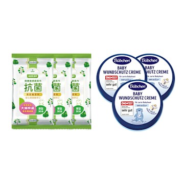 【Baan 貝恩】潔膚抗菌柔濕巾30抽20包+【貝臣】萬用護膚膏150ml*3