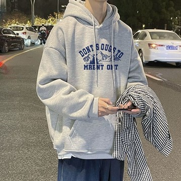 男生帽T 冬季保暖帽T 休閒帽T 長袖上衣 大學T 帽T 秋季連帽衛衣男士新款百搭寬鬆大碼美式潮牌ins潮流套頭上衣