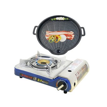 卡旺 3.1KW攜帶式卡式爐+韓國貝形烤盤(K1-A022HST+PA06)