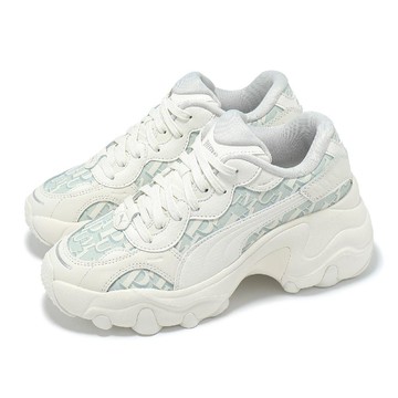 休閒鞋 Pulsar Wedge Wns Monogram 女鞋 白 灰 厚底 增高 滿版 老爹鞋 402240-02