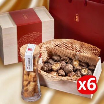 十翼饌 吉祥迎春香菇干貝雙層禮盒x6盒入 附提袋(春節/伴手禮/過年/送禮)