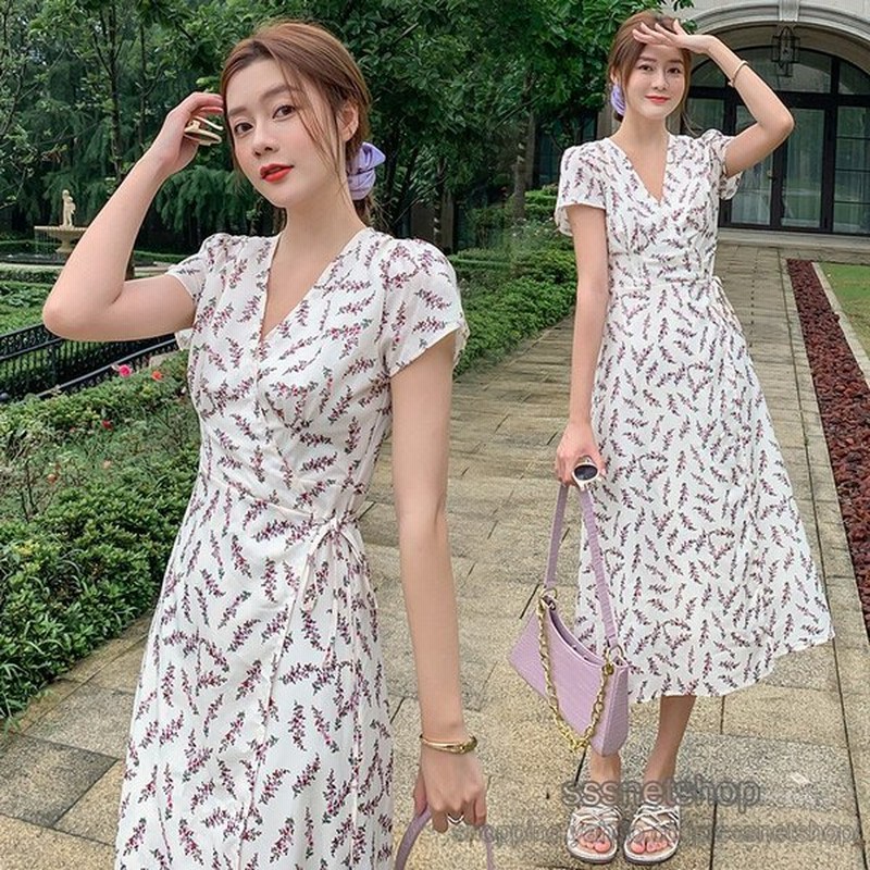 ワンピース レディース 花柄ワンピース Vネック きれいめ シフォンワンピース ロング丈ワンピース 夏 半袖 オシャレ 大人 通勤 お出かけ 着痩せ 通販 Lineポイント最大0 5 Get Lineショッピング