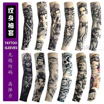 🌟臺灣出貨🌟戶外紋身袖套男夏季開車防曬套袖女騎行手臂套潮花臂手袖防紫外線 刺青袖套 防曬袖套 紋身袖套 涼感袖套 冰