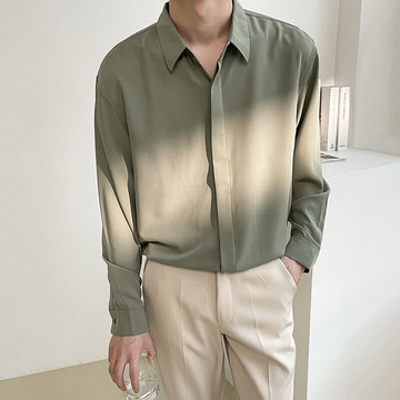 襯衫男夏季2022新款輕熟風上衣韓版寬松高級垂感免燙休閑長袖襯衣