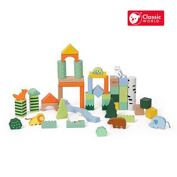 【德國 classic world 客來喜經典木玩】森林探險積木/森林主題積木50PCS