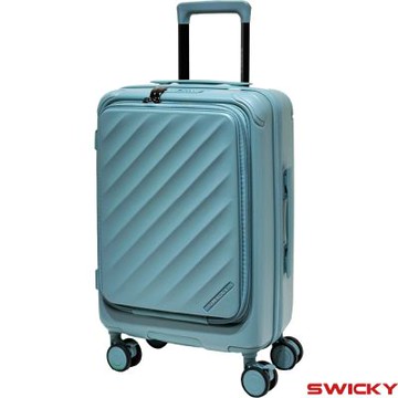 【SWICKY】20吋繽紛旅途系列前開式旅行箱/登機箱/行李箱(湖藍)