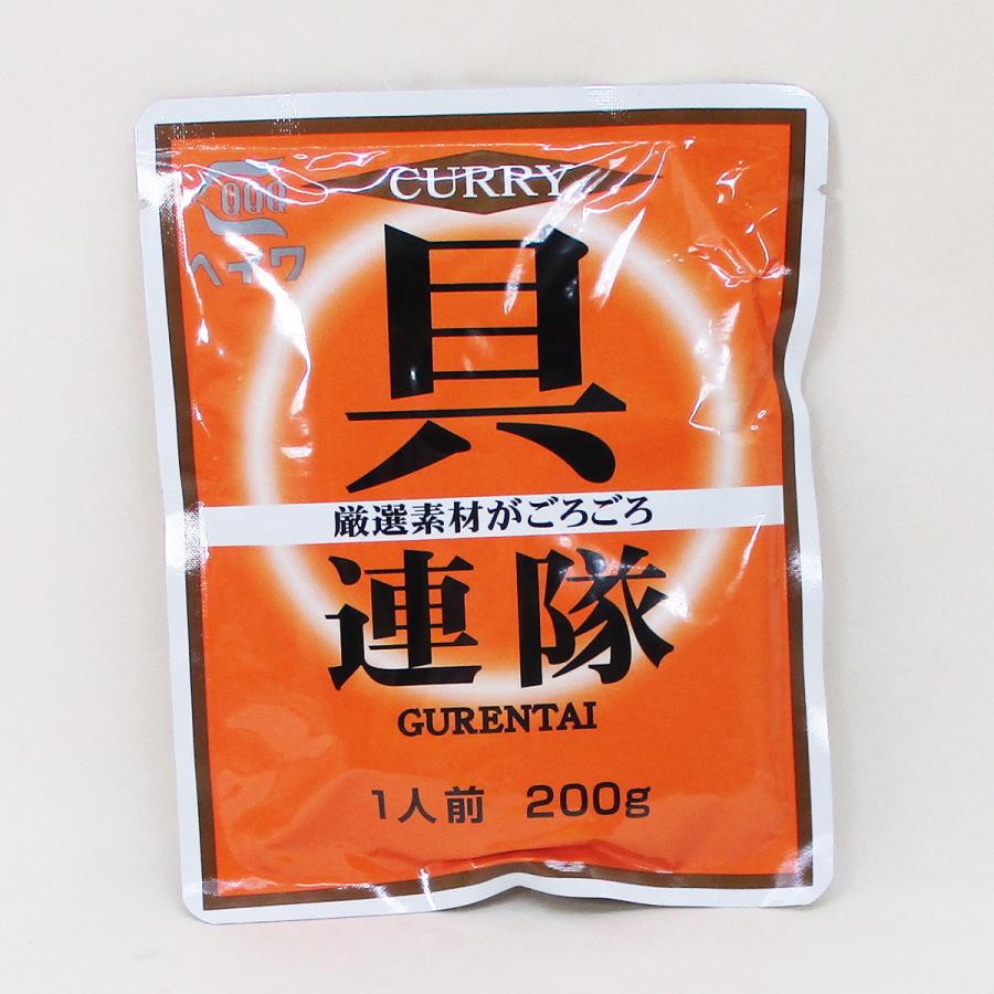 送料無料メール便  レトルトカレー　具連隊　厳選素体がごろごろ  業務用 平和食品 200g×４食セット