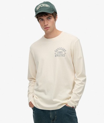 Superdry Men's Athletic Essentials Long Sleeve Top White Size: S