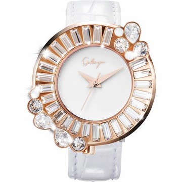 Galtiscopio迦堤閃轉浪漫系列幾何手錶-白x玫塊金/36mmSRRGS001WLS