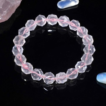 一圖一物/#554 10mm鑽石切割粉晶水晶手鍊 愛情桃花  療癒心輪