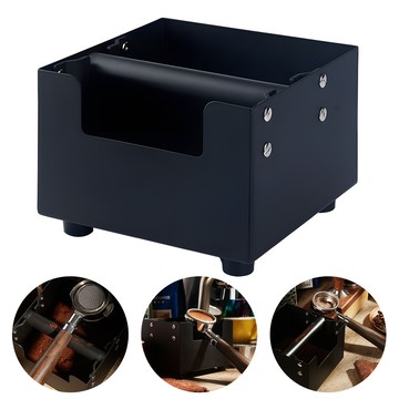 【有頻道】大容量咖啡粉渣桶 45鋼防震敲渣槽廢渣桶 奶茶咖啡器具吧檯配套粉渣盒帶可拆卸矽膠棒和防滑底座 黑色