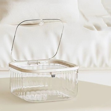 咪咪購物 透明白 迷你桌面垃圾桶 按壓式開蓋 簡約時尚  15.1 x 15.1 x 8.5cm