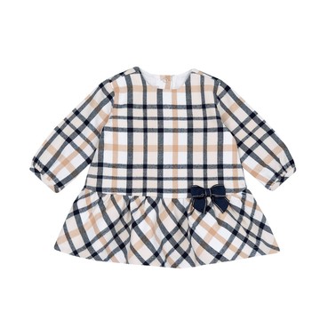 泰迪公主-大方格長袖洋裝