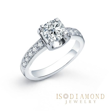 IS DIAMOND IGI 1克拉鉑金台鑽戒 最白Dcolor VS高規格淨度(培育鑽石) 牛頭