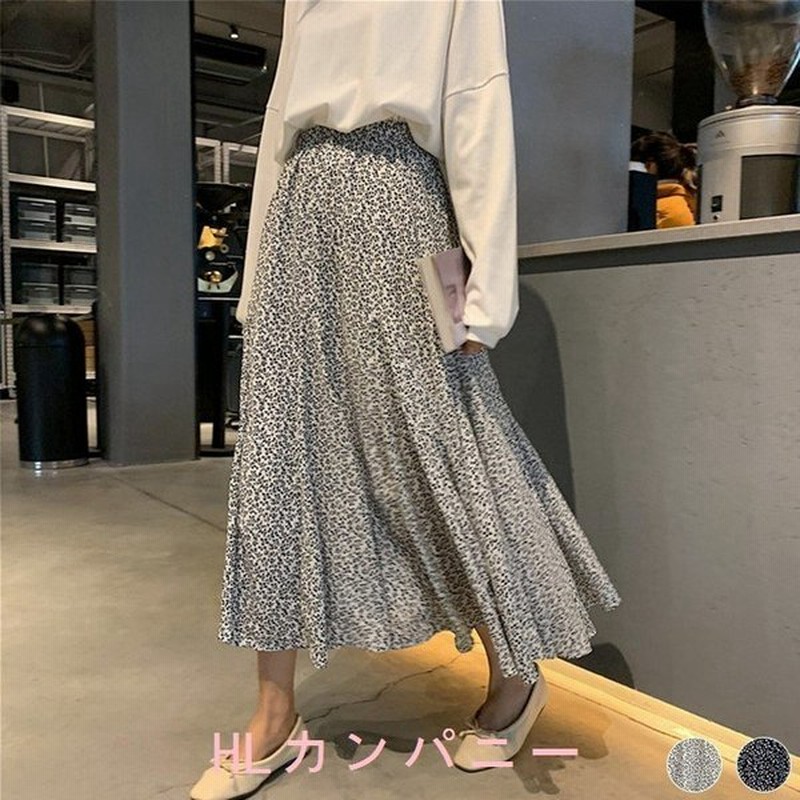 花柄スカートレディースフレアスカートミモレ丈春セミロング丈白黒韓国 通販 Lineポイント最大0 5 Get Lineショッピング