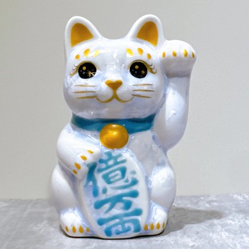 【祥瑞聚福】日本清水燒招財貓 | 花結晶 藤 億万両 左 特小