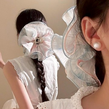 櫻與海~高階感藍粉色大腸髮圈抓夾女髮夾大號鯊魚夾盤發頭飾髮卡