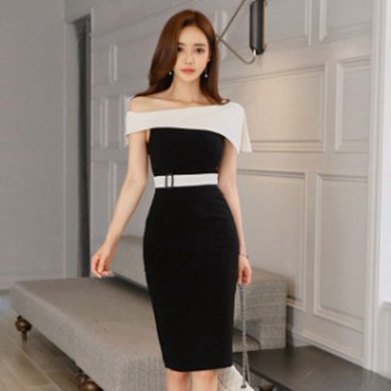 タイトワンピース ワンピース タイト 韓国ファッション 配色 レディース 結婚式ドレス パーティードレス 二次会 代30代40代 19新作 通販 Lineポイント最大1 0 Get Lineショッピング