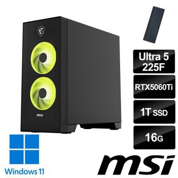 MSI微星 Infinite S AI 2NVM5-024TW RTX5060Ti 電競桌機 (Ultra 5-225F/16G/1T SSD/RTX5060Ti-8G/Win11)