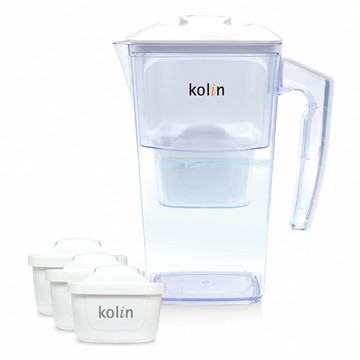 Kolin 歌林 日系窄身濾水壺 附濾心 3個  白色  1組  2.5L