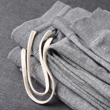 重磅美式咔嘰基礎色休閑衛褲 麻灰色毛圈布純色寬松束腳長褲男女