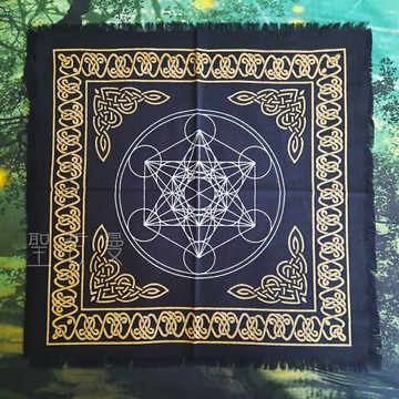 18吋純棉聖壇布 麥達昶矩陣/生命之花/生命種子/卡巴拉生命之樹/五芒星/三月亮/三位一體 桌布 塔羅布??聖哲曼??