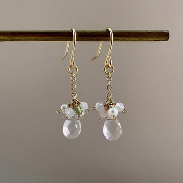 【八月・粉泡盛】我是如何成為粉紅色 | 粉晶珍珠垂墜耳環 可改夾