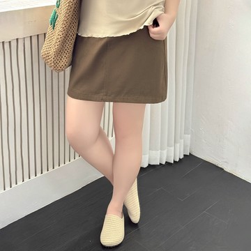 Miss38 復古深咖 休閒A字短裙【CX5893-1】(現貨)大尺碼 韓系美拉德 百搭款 後腰鬆緊前後口袋 開扣拉鍊