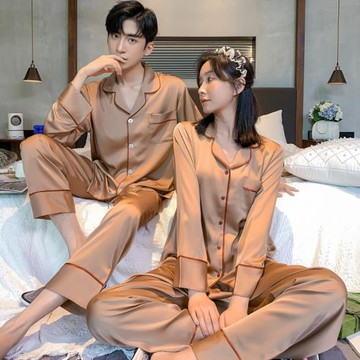 樂姿夢情侶睡衣春秋女冰絲長袖薄款2026年新款男士秋季絲綢家居服
