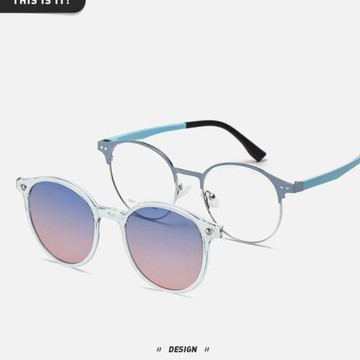 新款橢圓歐美磁吸太陽鏡女款金屬圓形眼鏡框可配近視兩用偏光墨鏡