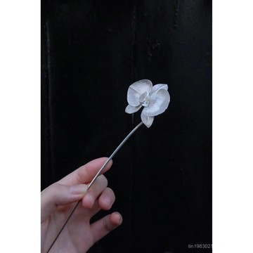 🔥限時下殺🔥【一叢花】銀色小花簪子銀色盤髮點綴超僊百搭日常漢服旂袍頭飾 女生髮簪 女生頭飾 女生髮飾 純銀髮飾 純銀頭飾