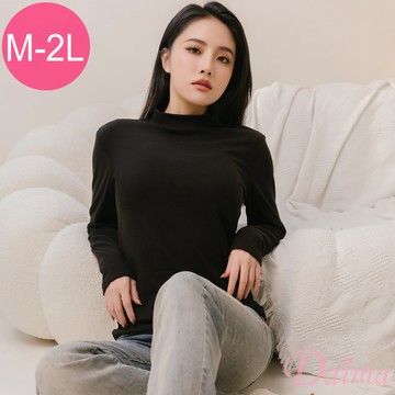 女生  陽離子(M-XXL) 半高領厚暖絨保暖衣/衛生衣_黑色#2336