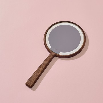 【凱娜】LED手拿鏡｜胡桃木