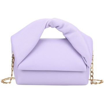 J.W. Anderson TWISTER 中款 小羊皮鍊帶翻蓋扭結手提包(粉紫)