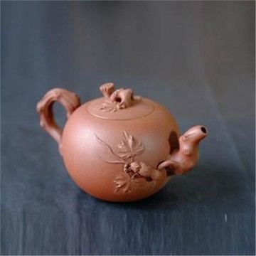 黃龍山原礦紫泥松樹葡萄壺精工制作紫砂藏品宜興正品紫砂壺1入 -