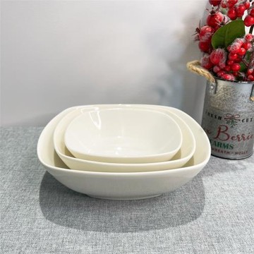 陸倉LZ新品餐具白瓷系列陶瓷單個水果碗方碗