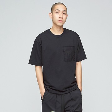 不可退換 /抗菌厚磅口袋抽繩上衣(男)-膠片黑