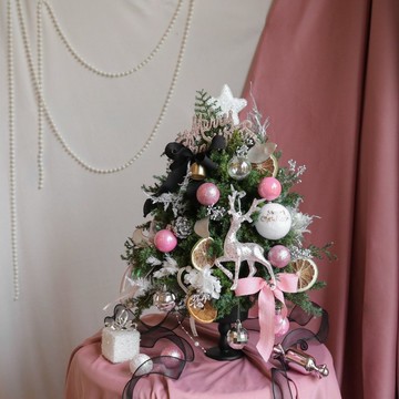 【遇見恆久】Pink × Black 聖誕樹 日本進口永生不凋雪松