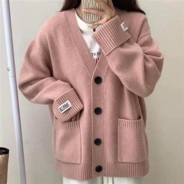 【米蘭精品】現貨+預購 法式針織外套寬鬆上衣針織衫毛衣大碼百搭休閒女裝-標籤個性韓系女外套7色74mx68